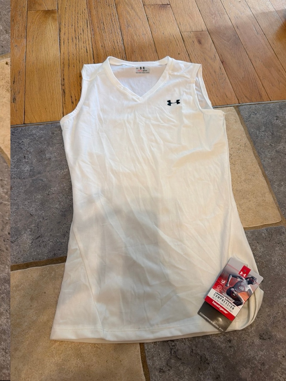 Under Armour White V-Neck Performance Tank
